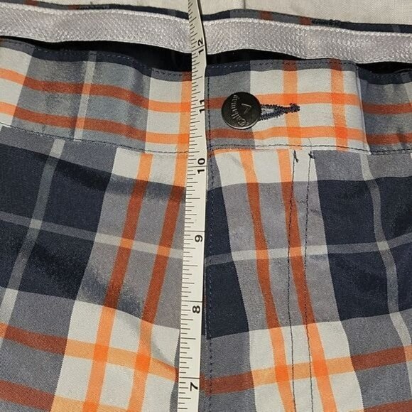 Callaway Golf Embroidered Logo Plaid Flat Front‎ Athletic Sz 36 Shorts w Pockets - Picture 8 of 10